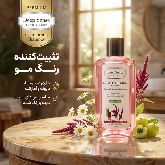 شامپو تثبیت کننده رنگ مو دیپ سنس مدل Chamomile با عصاره آملا، بابونه و آمارانت حجم 200 میل 102955527