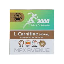 ال کارنیتین 3000 میلی گرم 10 ویال خوراکی تک دوز با طعم پرتغال MAX AVENUE