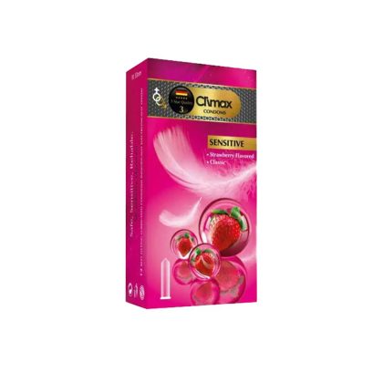 کاندوم حساس و نازک کلایمکس مدل Sensitive (با رایحه توت فرنگی) بسته ۱۲ عددی